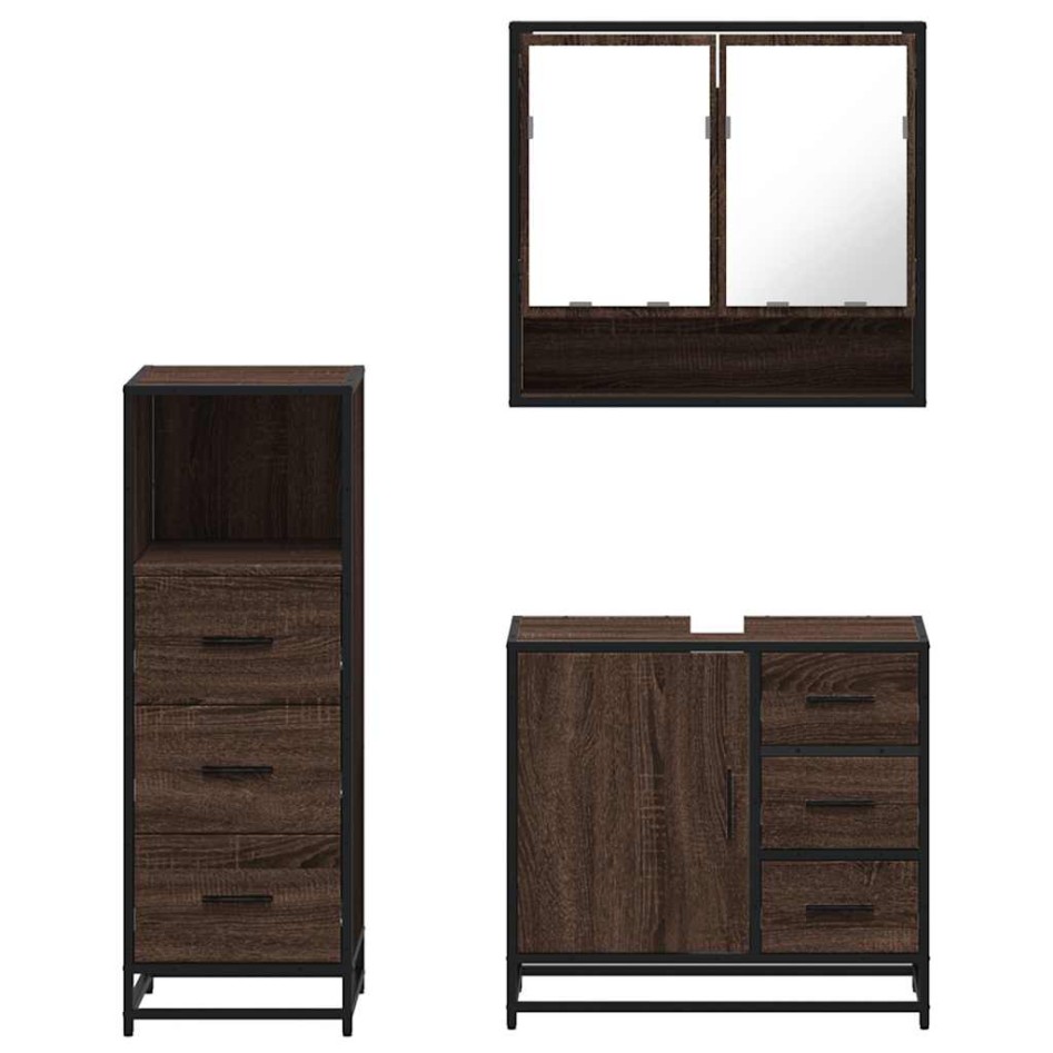 Set de muebles baño 3 pzas madera contrachapada roble