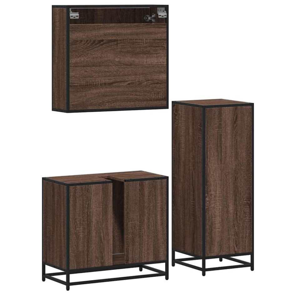 Set de muebles baño 3 pzas madera contrachapada roble