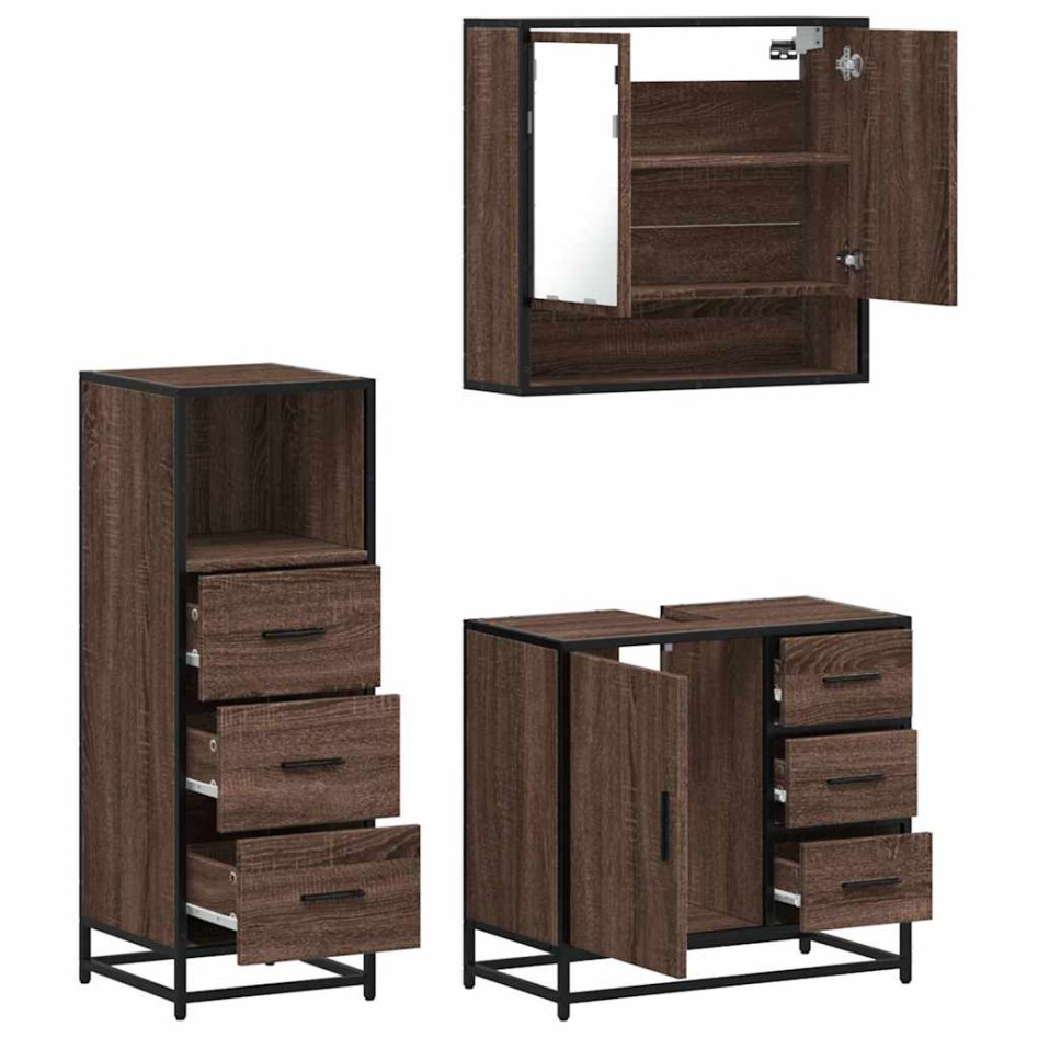 Set de muebles baño 3 pzas madera contrachapada roble