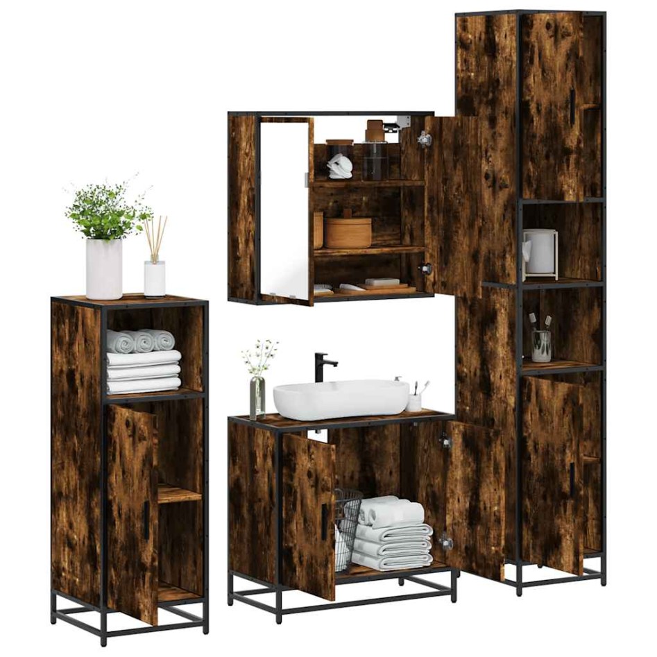 Set de muebles baño 4 pzas madera contrachapada roble