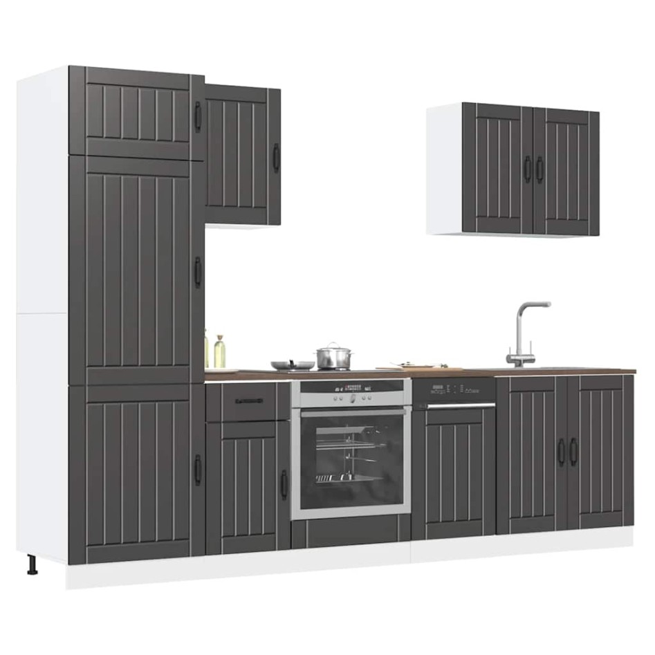 Mueble de cocina Kalmar negra 7 piezas madera