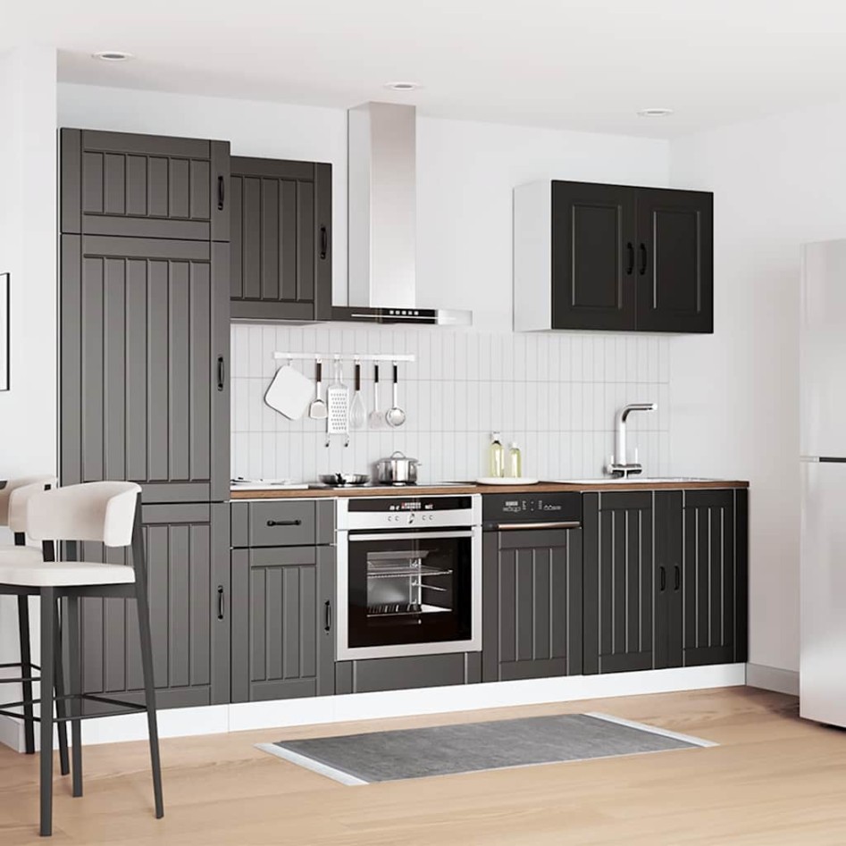 Mueble de cocina Kalmar negra 7 piezas madera