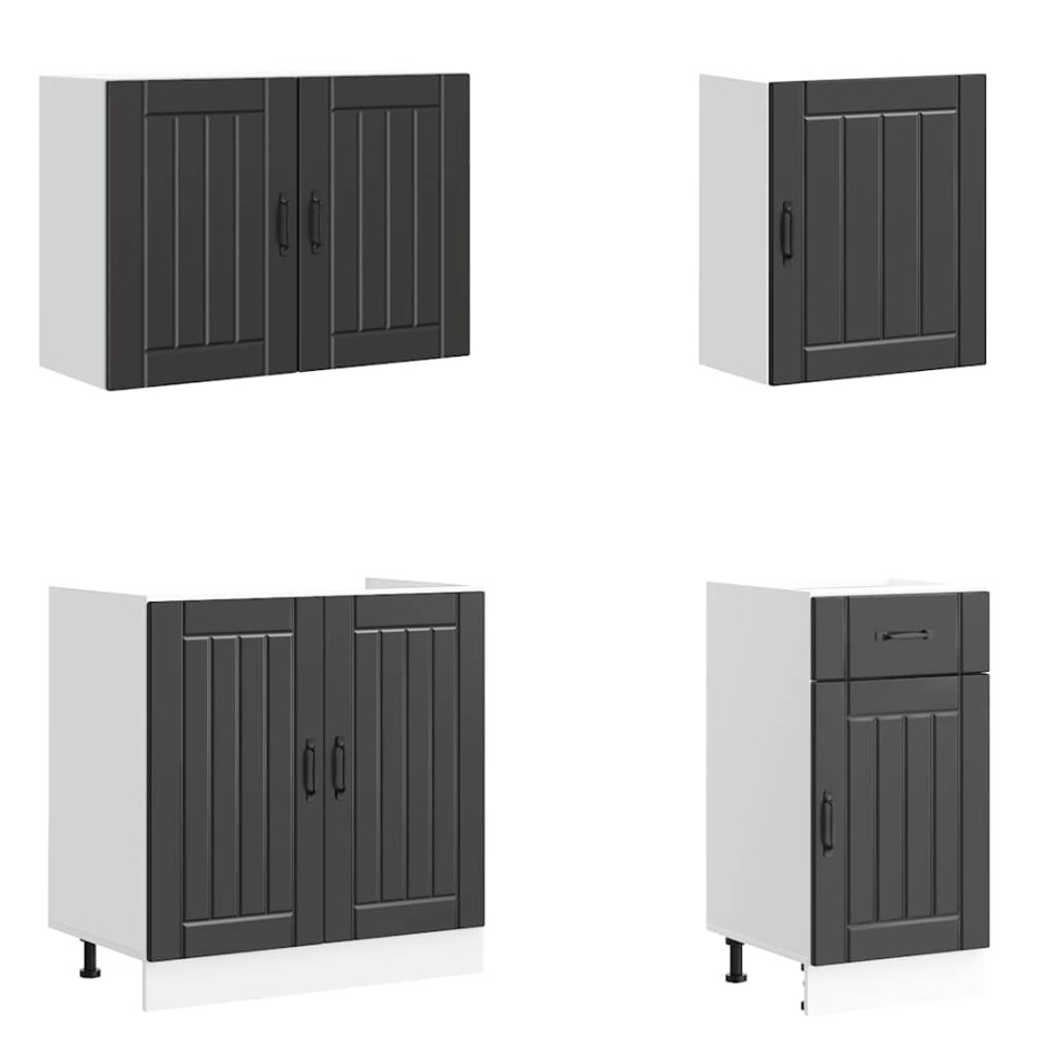 Mueble de cocina Kalmar negra 7 piezas madera