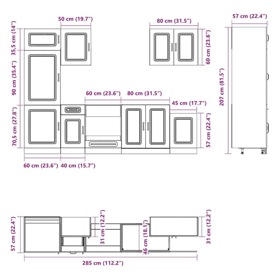 Mueble cocina Kalmar roble sonoma 7 pzas madera