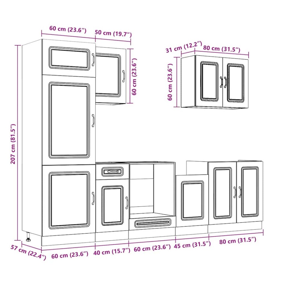 Mueble cocina Kalmar roble sonoma 7 pzas madera