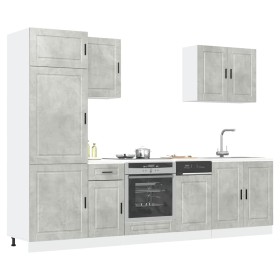 Mueble cocina Kalmar gris hormigón 7 pzas madera