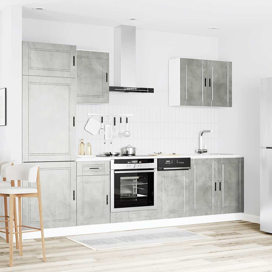 Mueble cocina Kalmar gris hormigón 7 pzas madera