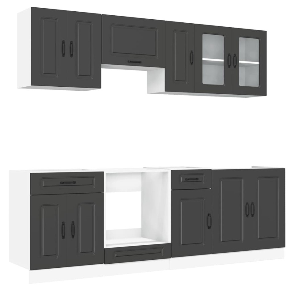 Mueble de cocina Kalmar negra 8 piezas madera