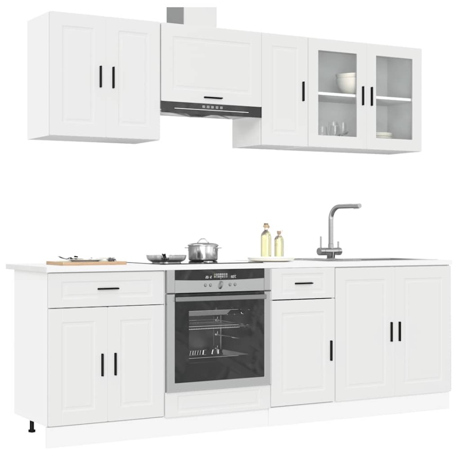 Mueble de cocina Kalmar blanco 8 piezas madera