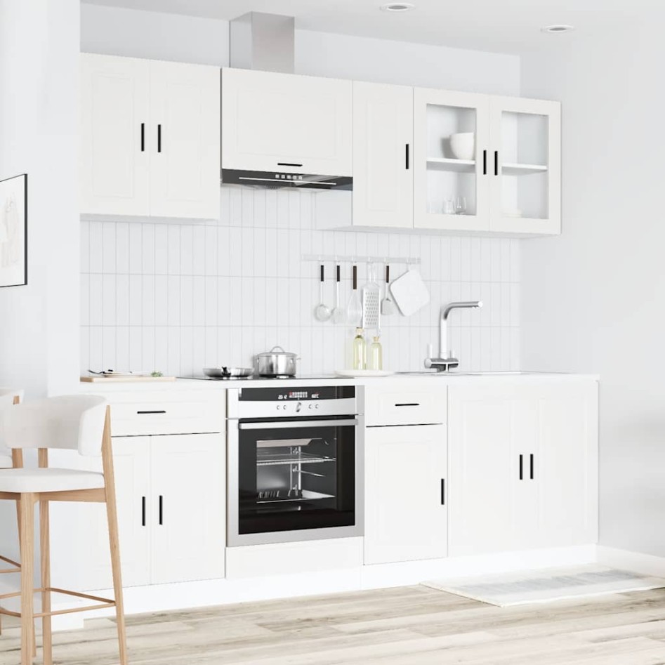 Mueble de cocina Kalmar blanco 8 piezas madera