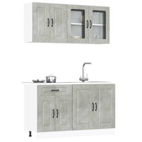 Mueble cocina Kalmar gris hormigón 4 pzas madera