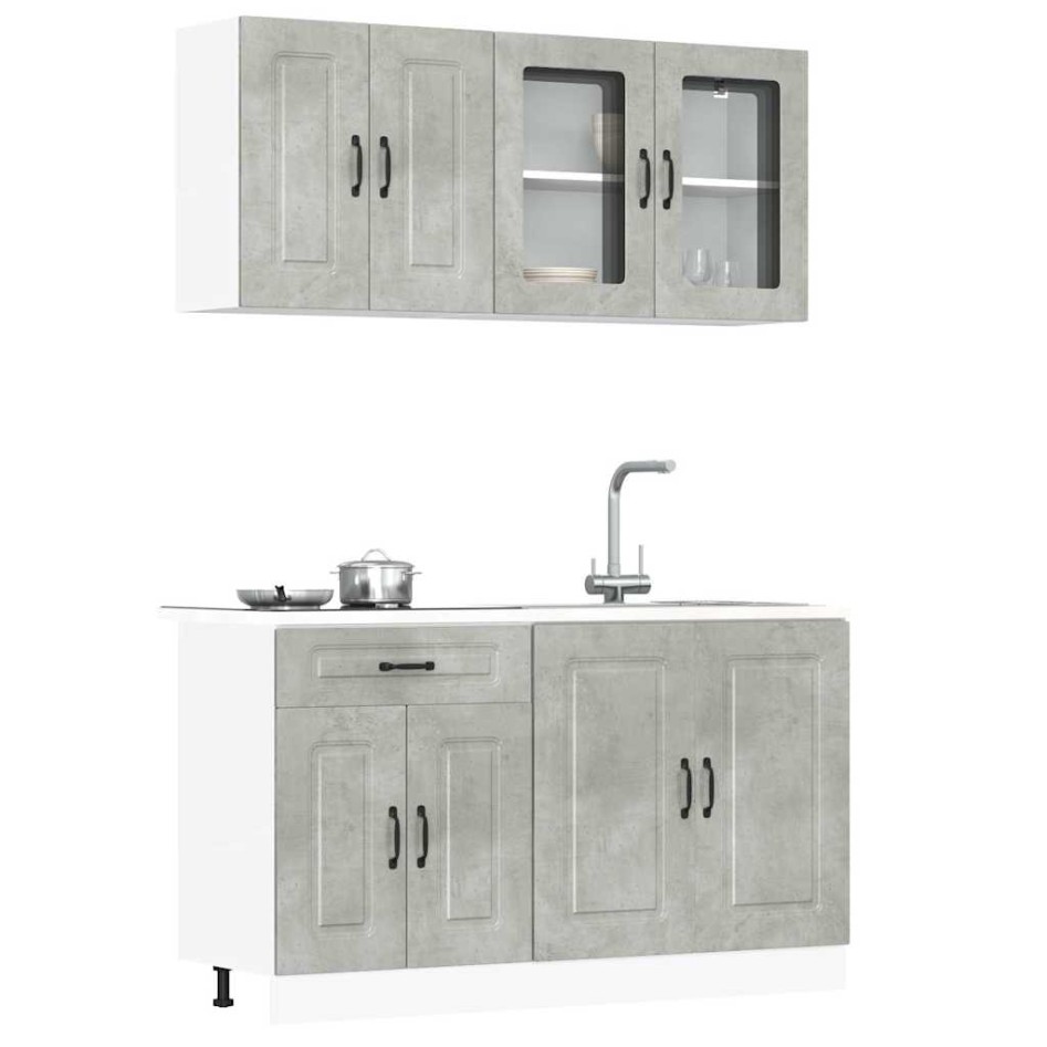 Mueble cocina Kalmar gris hormigón 4 pzas madera