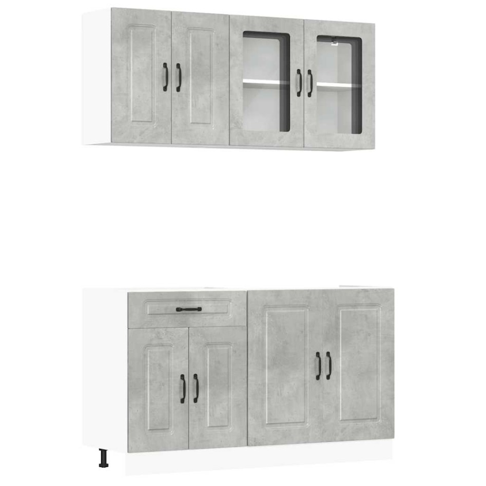 Mueble cocina Kalmar gris hormigón 4 pzas madera