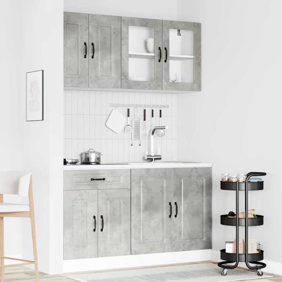 Mueble cocina Kalmar gris hormigón 4 pzas madera