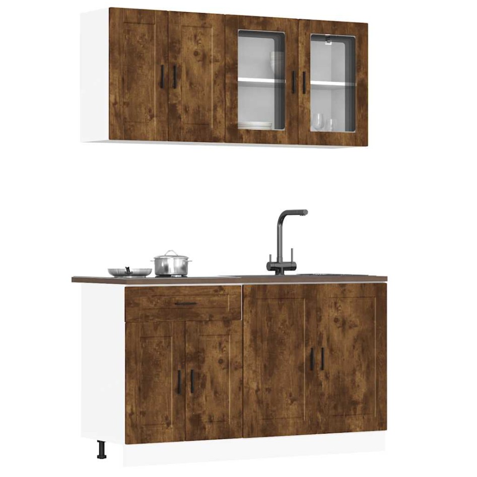 Mueble cocina Kalmar roble ahumado 4 pzas madera
