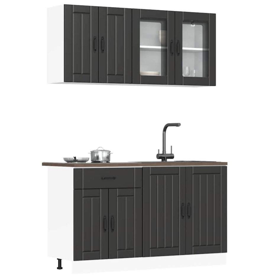 Mueble de cocina Kalmar negra 4 piezas madera