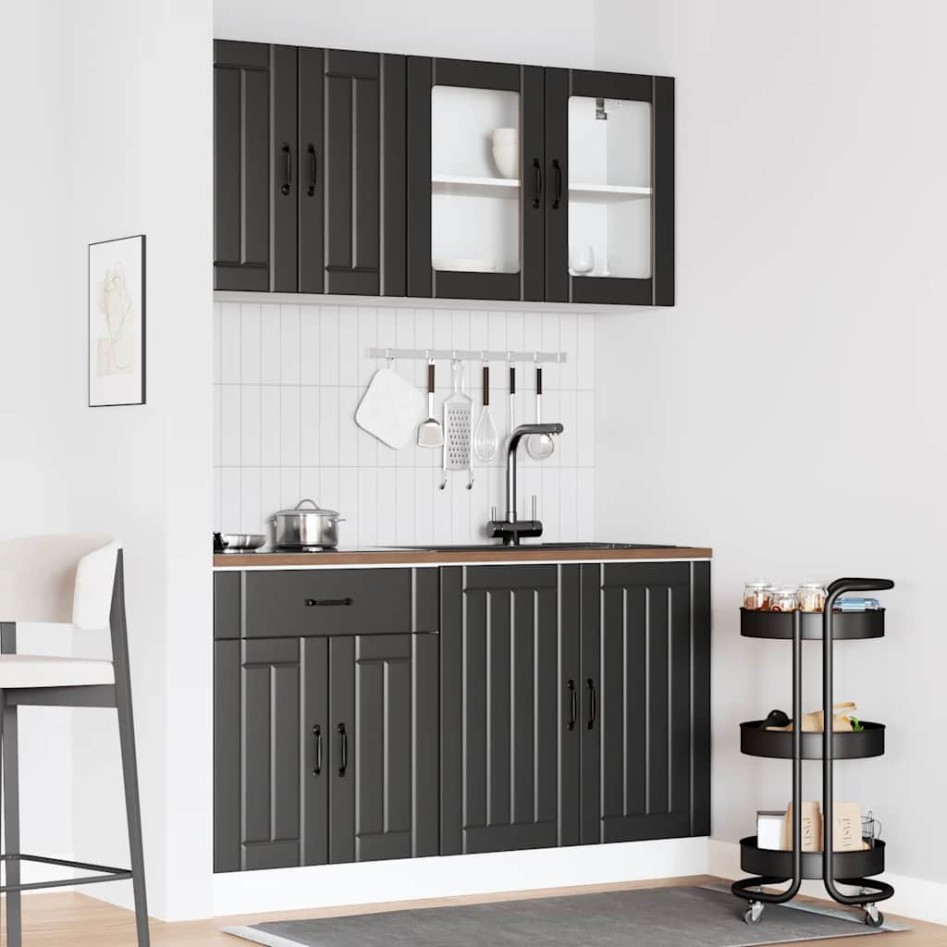 Mueble de cocina Kalmar negra 4 piezas madera