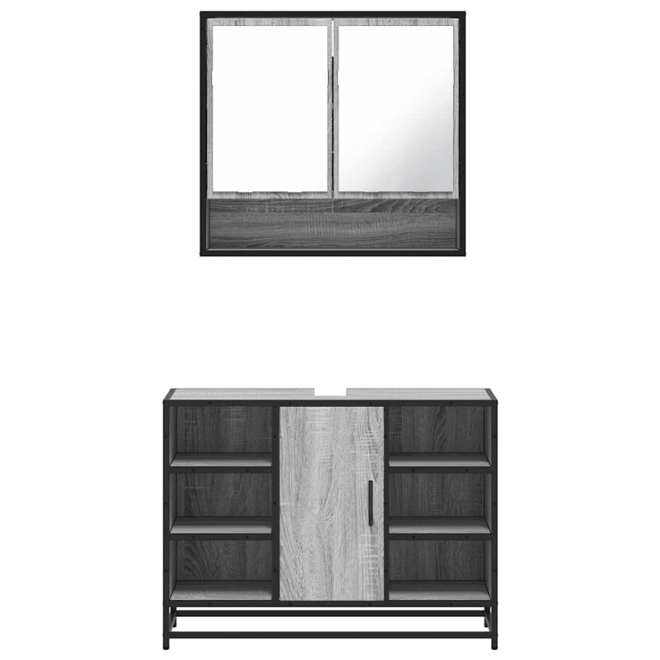 Set de muebles de baño 2 pzas madera contrachapada gris