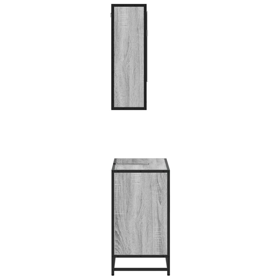 Set de muebles de baño 2 pzas madera contrachapada gris