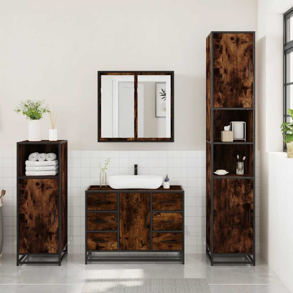 Set de muebles baño 3 pzas madera contrachapada roble