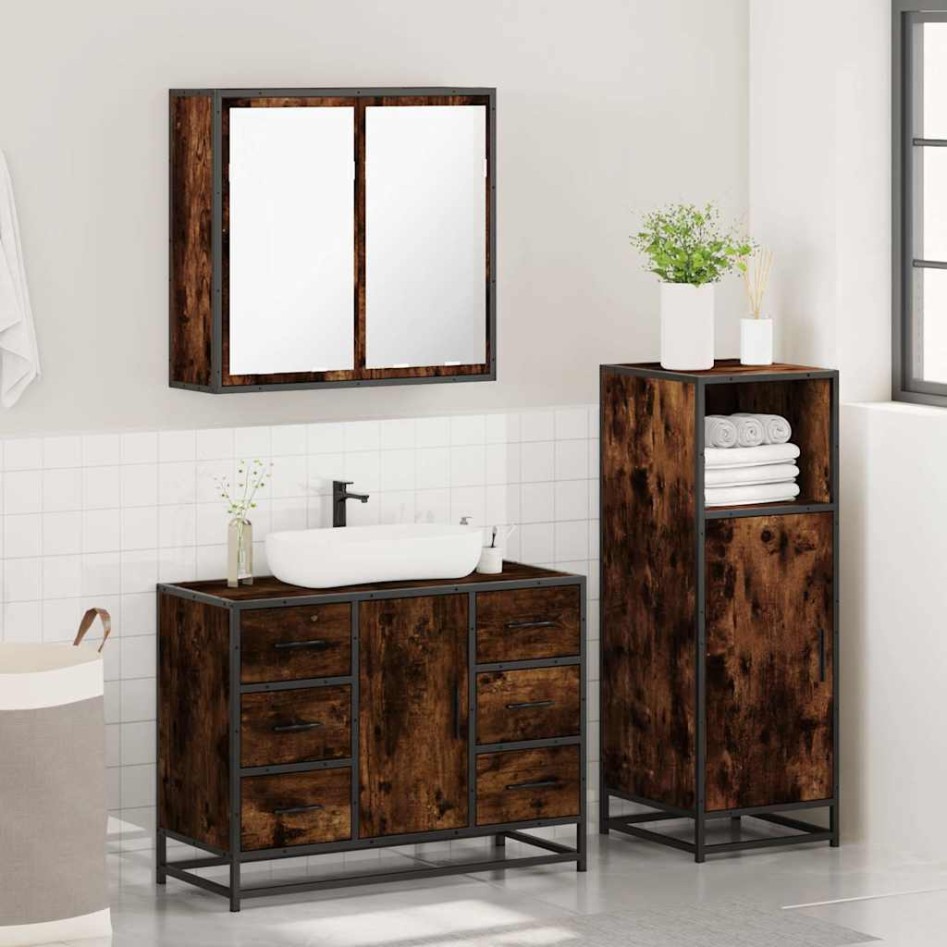 Set de muebles baño 3 pzas madera contrachapada roble