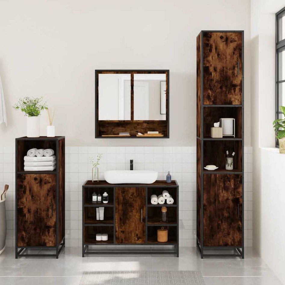Set de muebles baño 3 pzas madera contrachapada roble