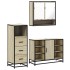 Set de muebles de baño 3 pzas madera contrachapada roble