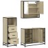 Set de muebles de baño 3 pzas madera contrachapada roble
