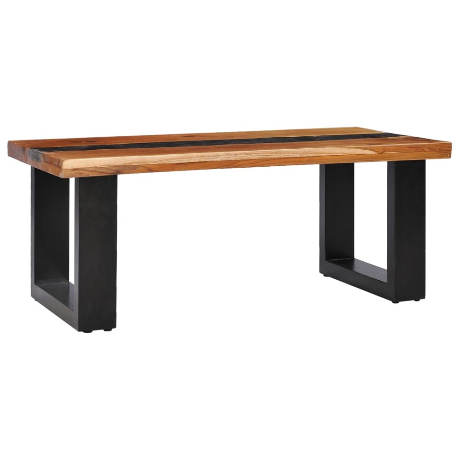 Mesa de centro madera maciza de teca y poliresina 100x50x40