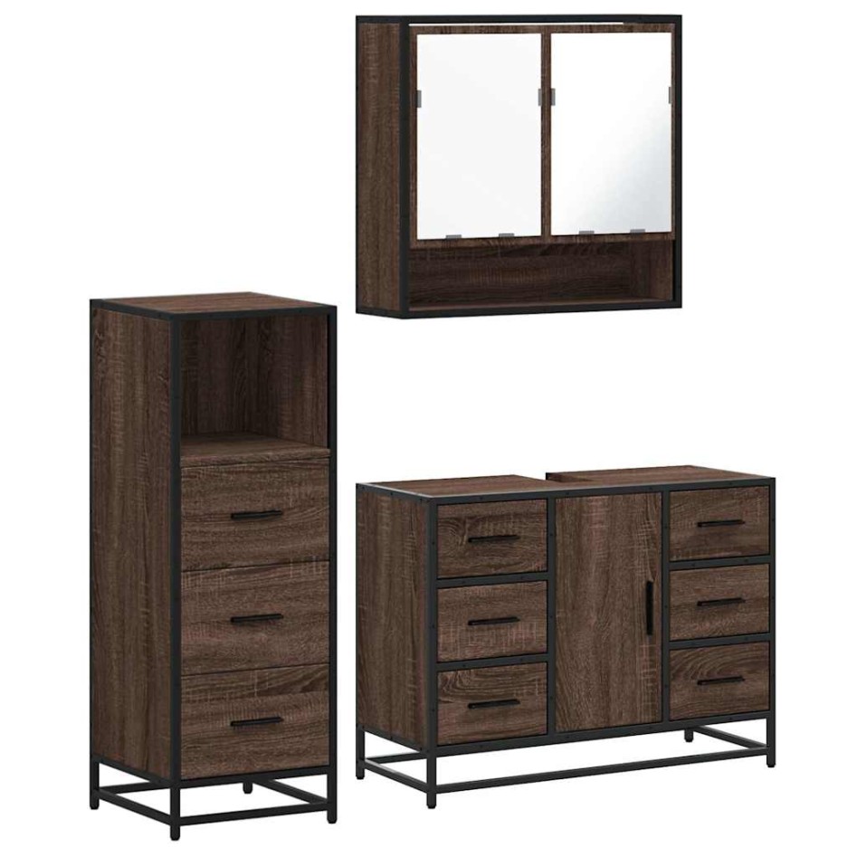 Set de muebles baño 3 pzas madera contrachapada roble