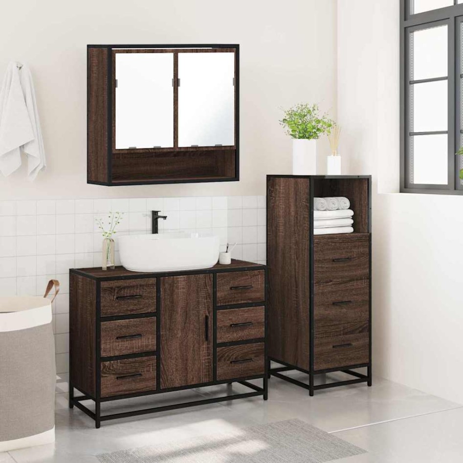 Set de muebles baño 3 pzas madera contrachapada roble