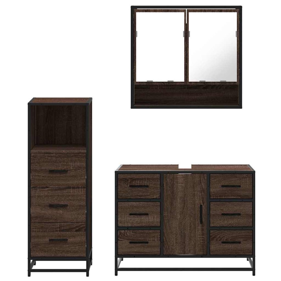Set de muebles baño 3 pzas madera contrachapada roble