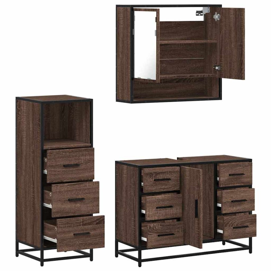 Set de muebles baño 3 pzas madera contrachapada roble