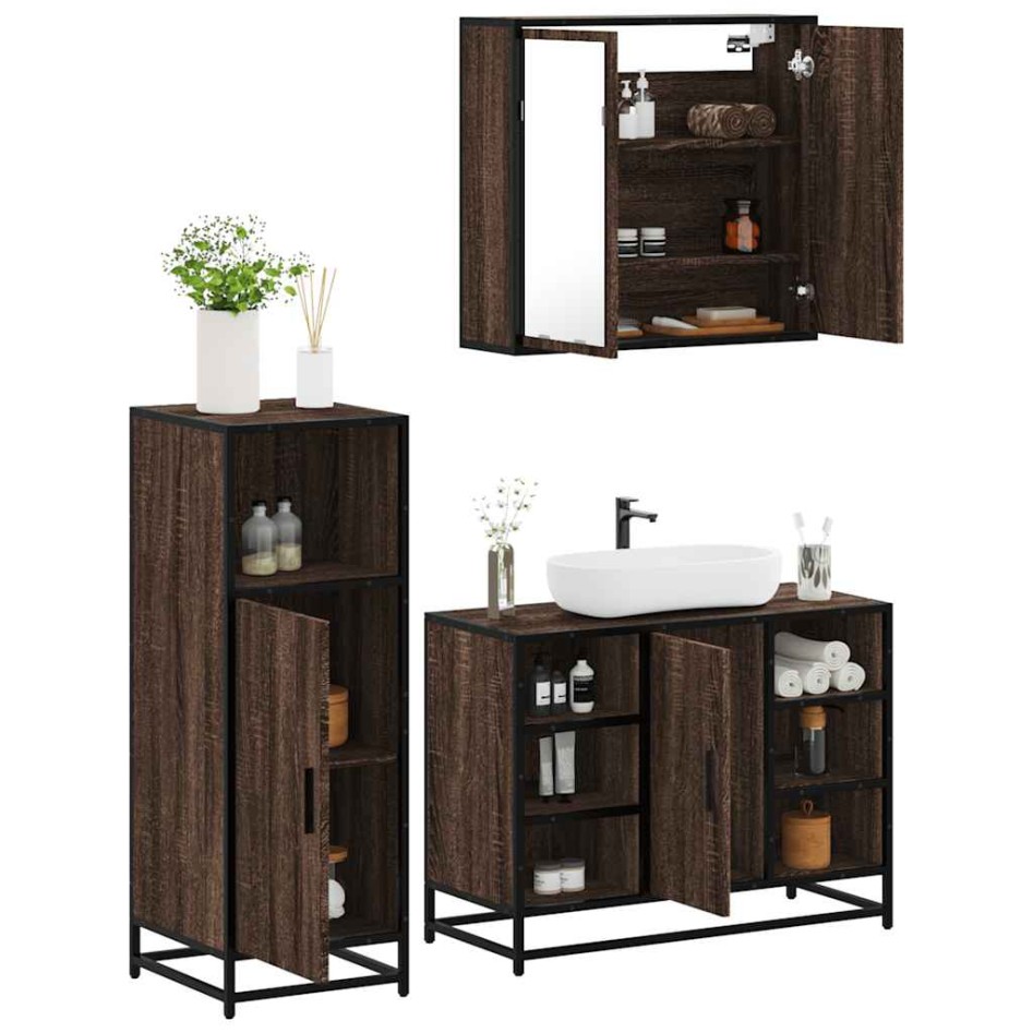Set de muebles baño 3 pzas madera contrachapada roble