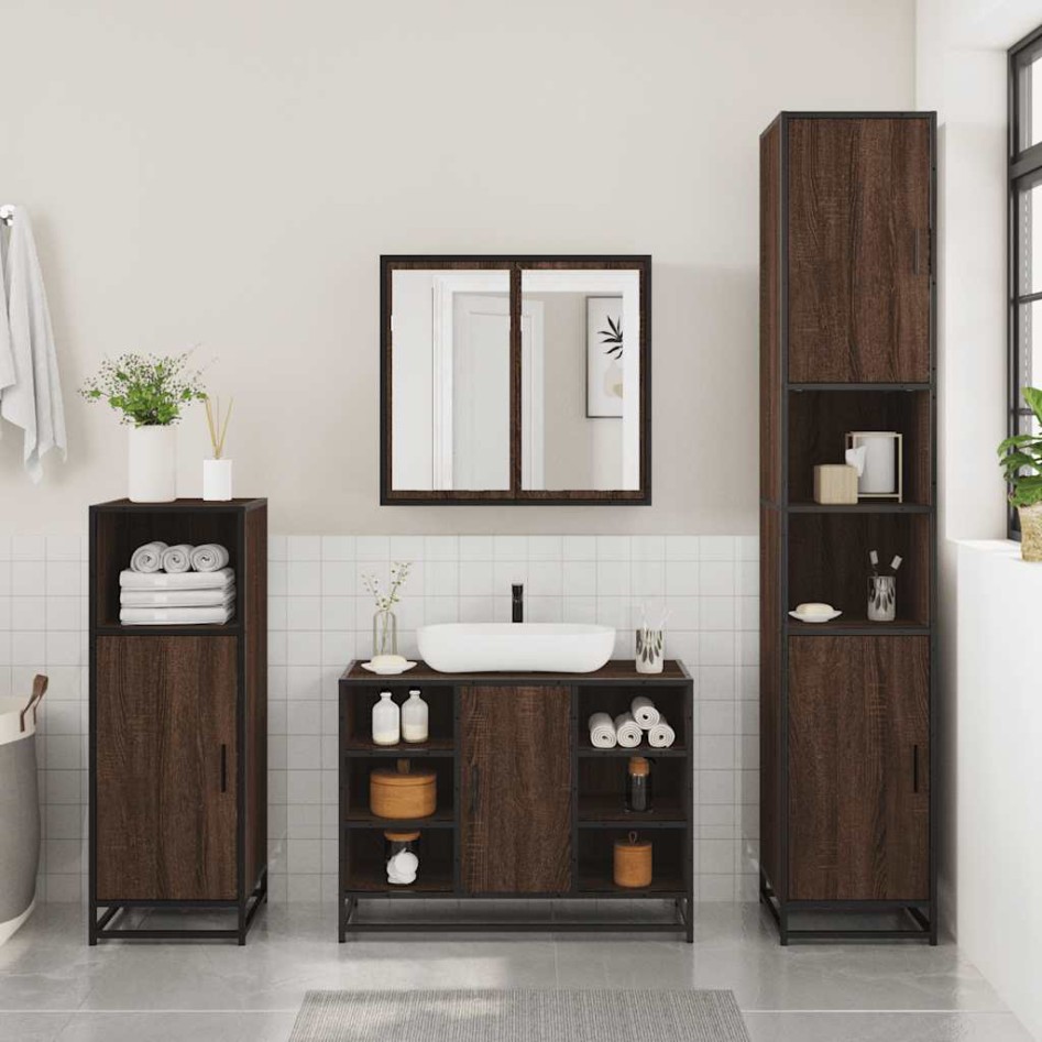 Set de muebles baño 3 pzas madera contrachapada roble