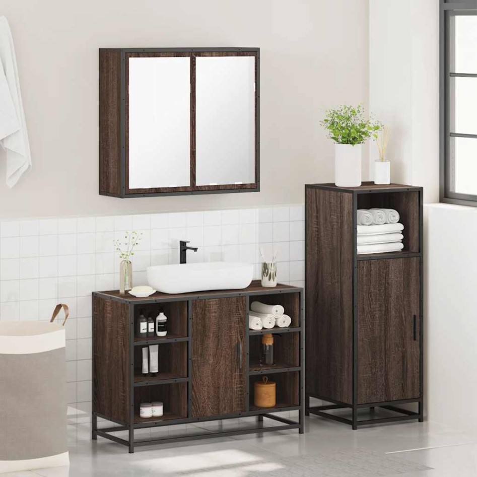 Set de muebles baño 3 pzas madera contrachapada roble