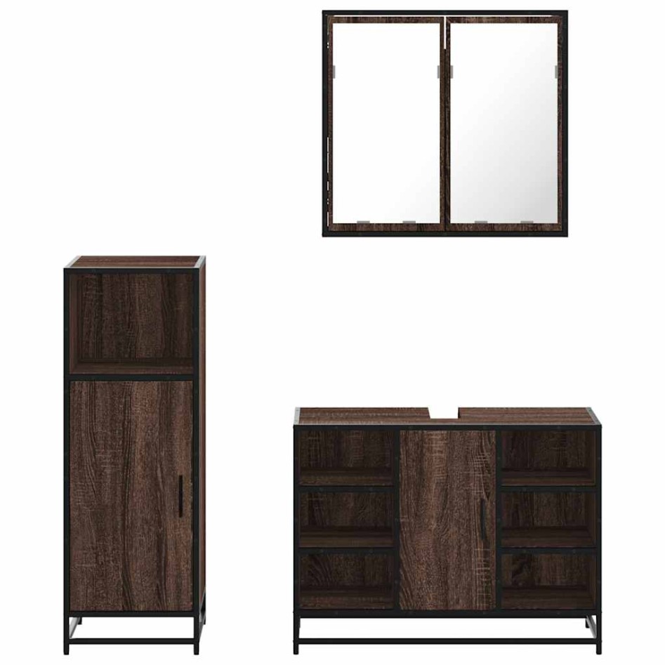 Set de muebles baño 3 pzas madera contrachapada roble