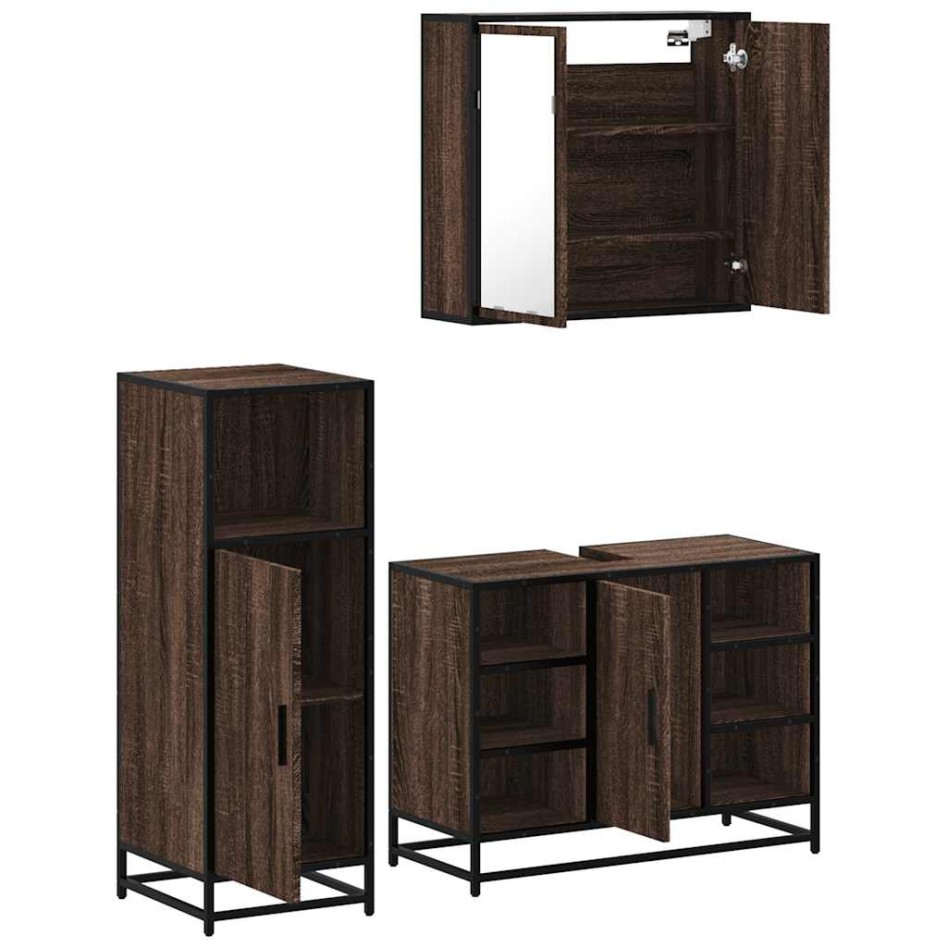 Set de muebles baño 3 pzas madera contrachapada roble