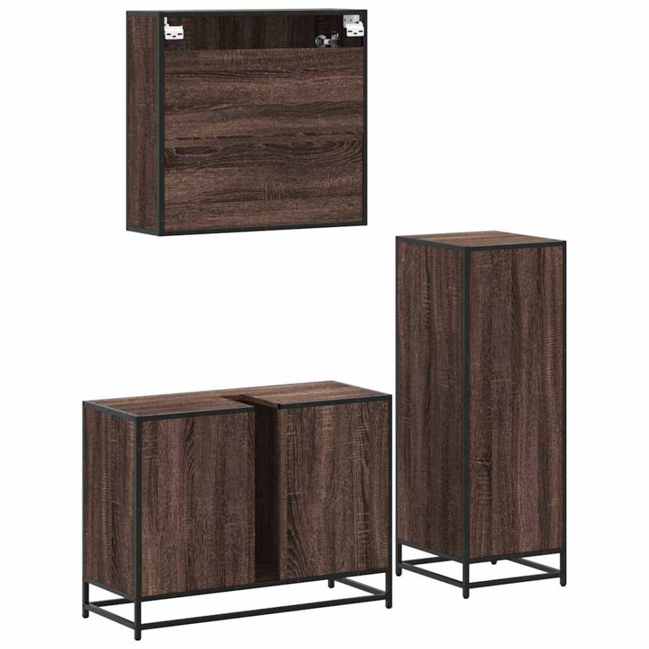 Set de muebles baño 3 pzas madera contrachapada roble