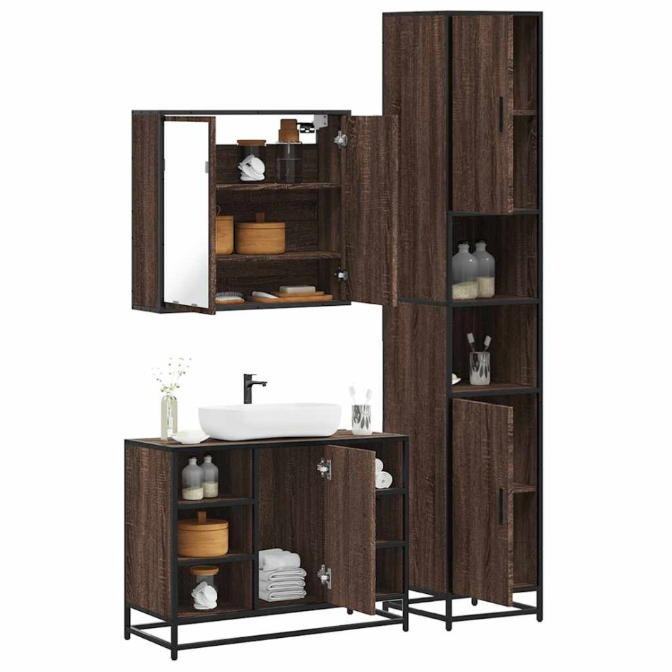 Set de muebles baño 3 pzas madera contrachapada roble