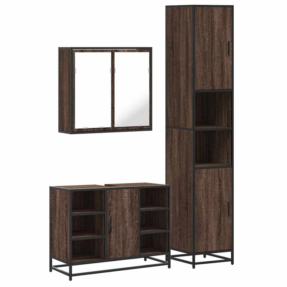 Set de muebles baño 3 pzas madera contrachapada roble