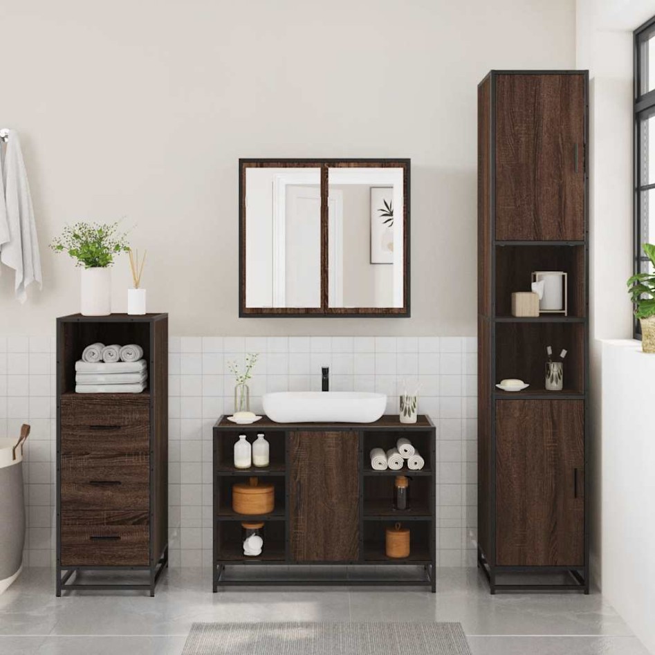 Set de muebles baño 3 pzas madera contrachapada roble