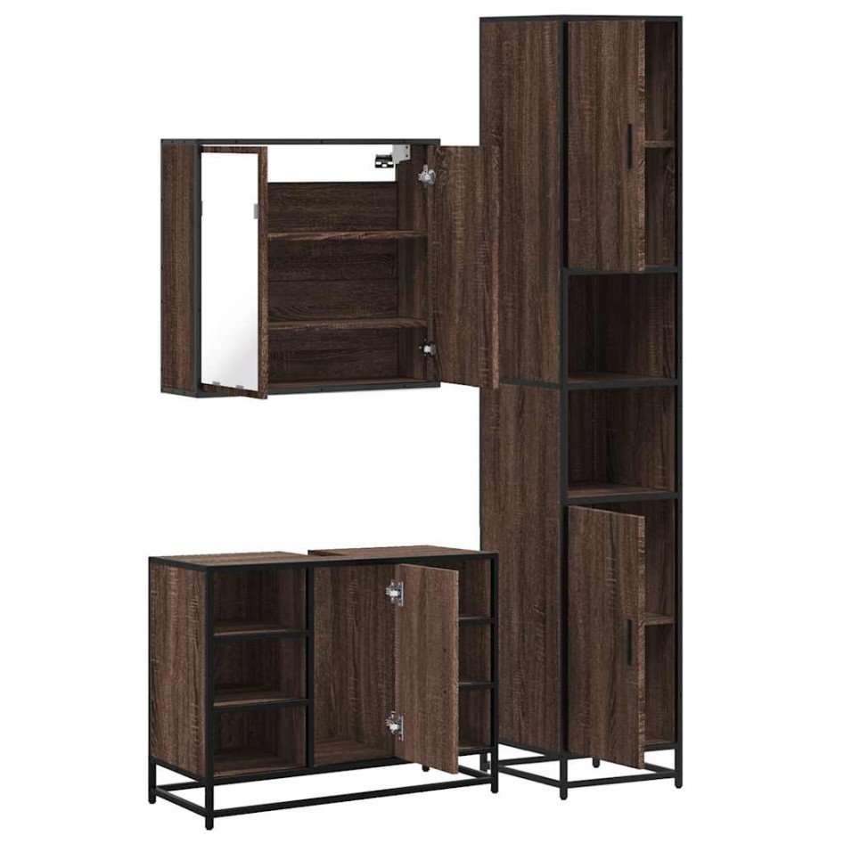Set de muebles baño 3 pzas madera contrachapada roble