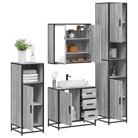 Set de muebles de baño 4 pzas madera contrachapada gris