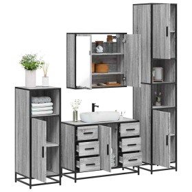 Set de muebles de baño 4 pzas madera contrachapada gris