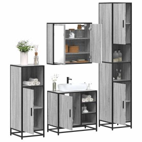 Set de muebles de baño 4 pzas madera contrachapada gris