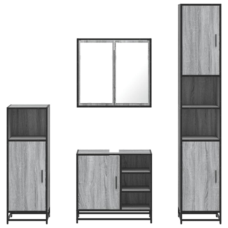 Set de muebles de baño 4 pzas madera contrachapada gris