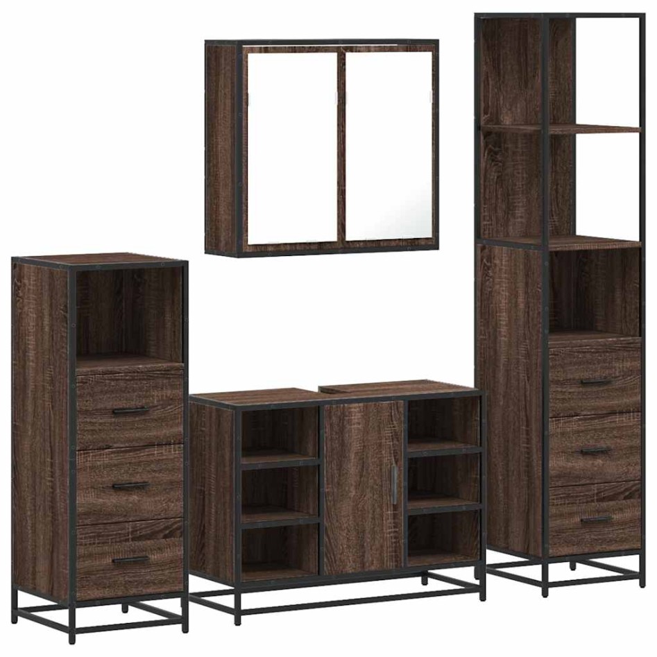 Set de muebles baño 4 pzas madera contrachapada roble