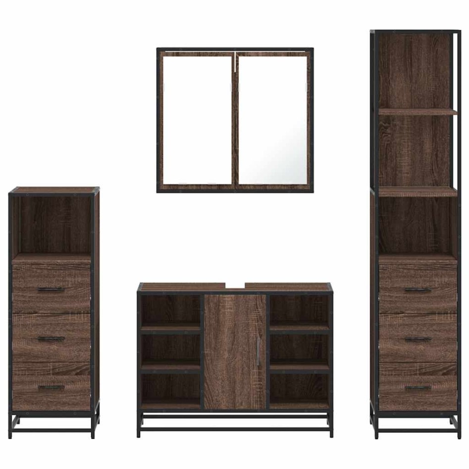 Set de muebles baño 4 pzas madera contrachapada roble