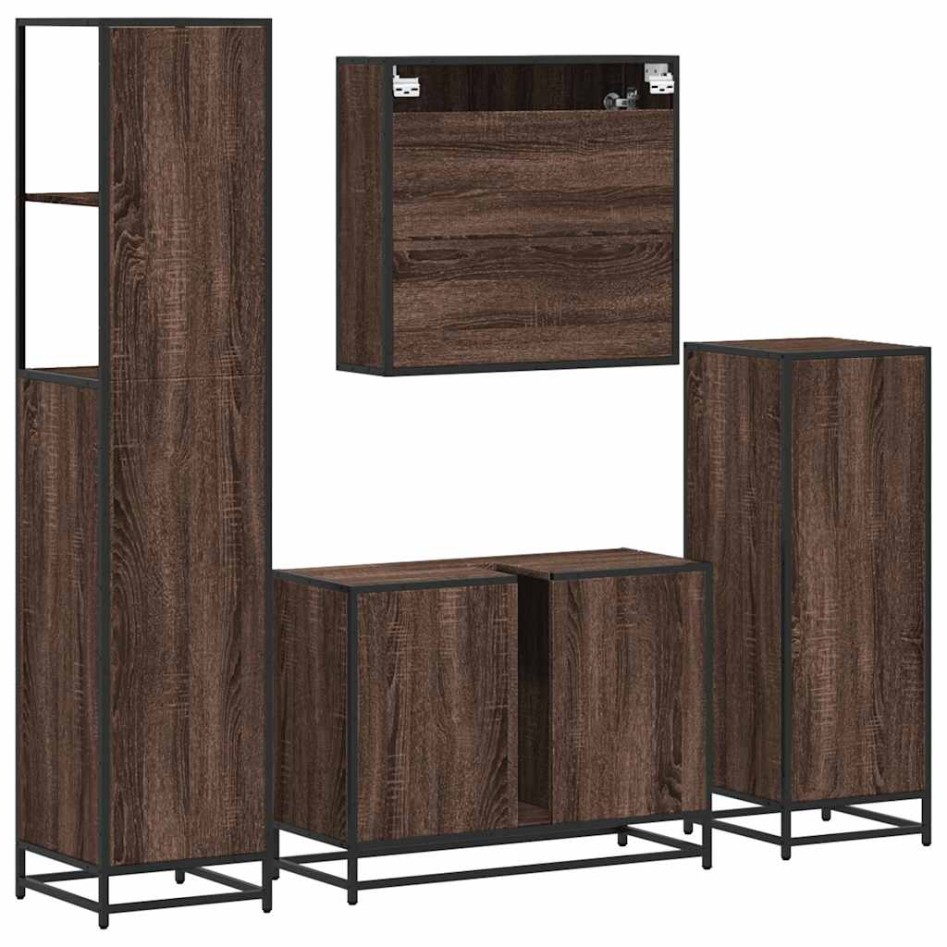 Set de muebles baño 4 pzas madera contrachapada roble